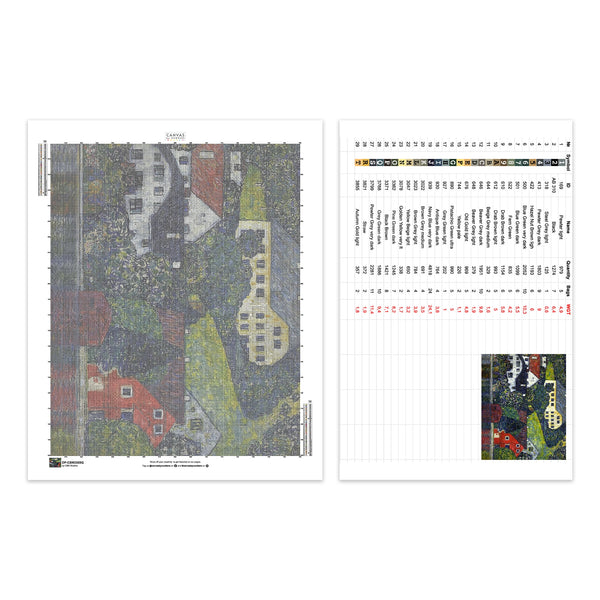 Huizen bij Unterach aan de Attersee - Diamond Painting - Standaardformaat