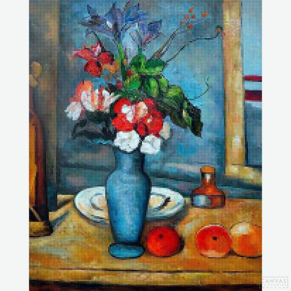 Le Vase Bleu (The Blue Vase) - Diamond Painting-Recreate the beauty of Paul Cezanne's Le Vase Bleu with our Diamond Painting Kit. Perfect for art lovers and crafters seeking a classic masterpiece.-Canvas by Numbers