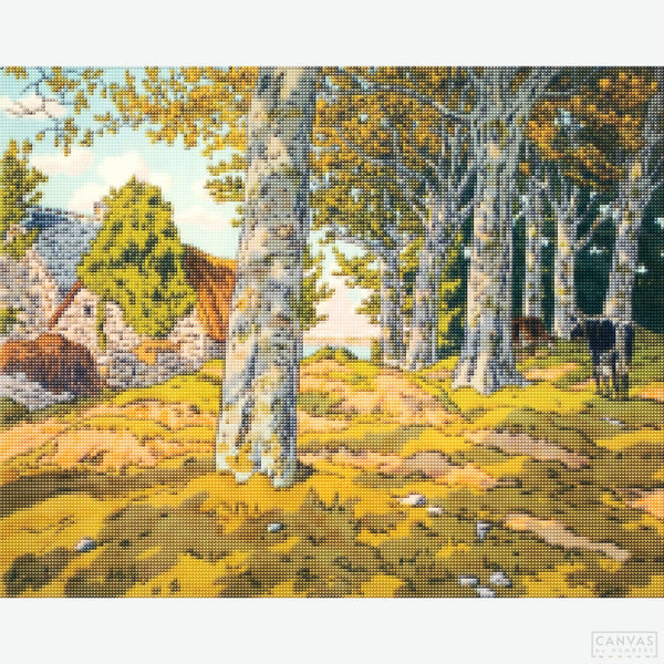 The Beech Woods at Kerzardem - Diamond Painting-Discover the beauty of nature with "The Beech Woods at Kerzardem" forest diamond painting kit. Create a sparkling rendition of Henri Rivière's forest scene.-Canvas by Numbers