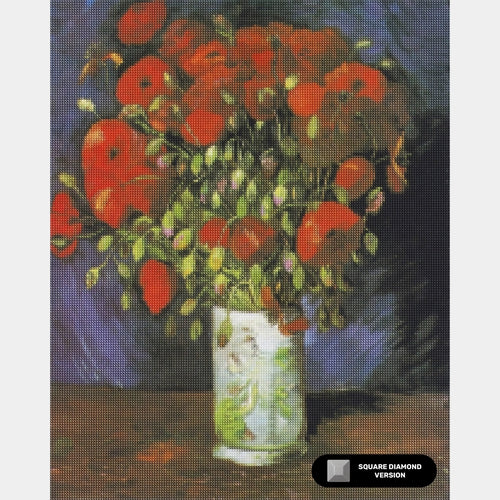 Vaso con Papaveri Rossi - Diamond Painting - Dimensione Standard