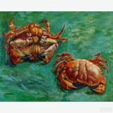 Two Crabs - Diamond Painting-Two Crabs is an oil painting by Vincent van Gogh from 1889. It is a still life with two crabs, one on its back, the other upright, against a green background.-Canvas by Numbers