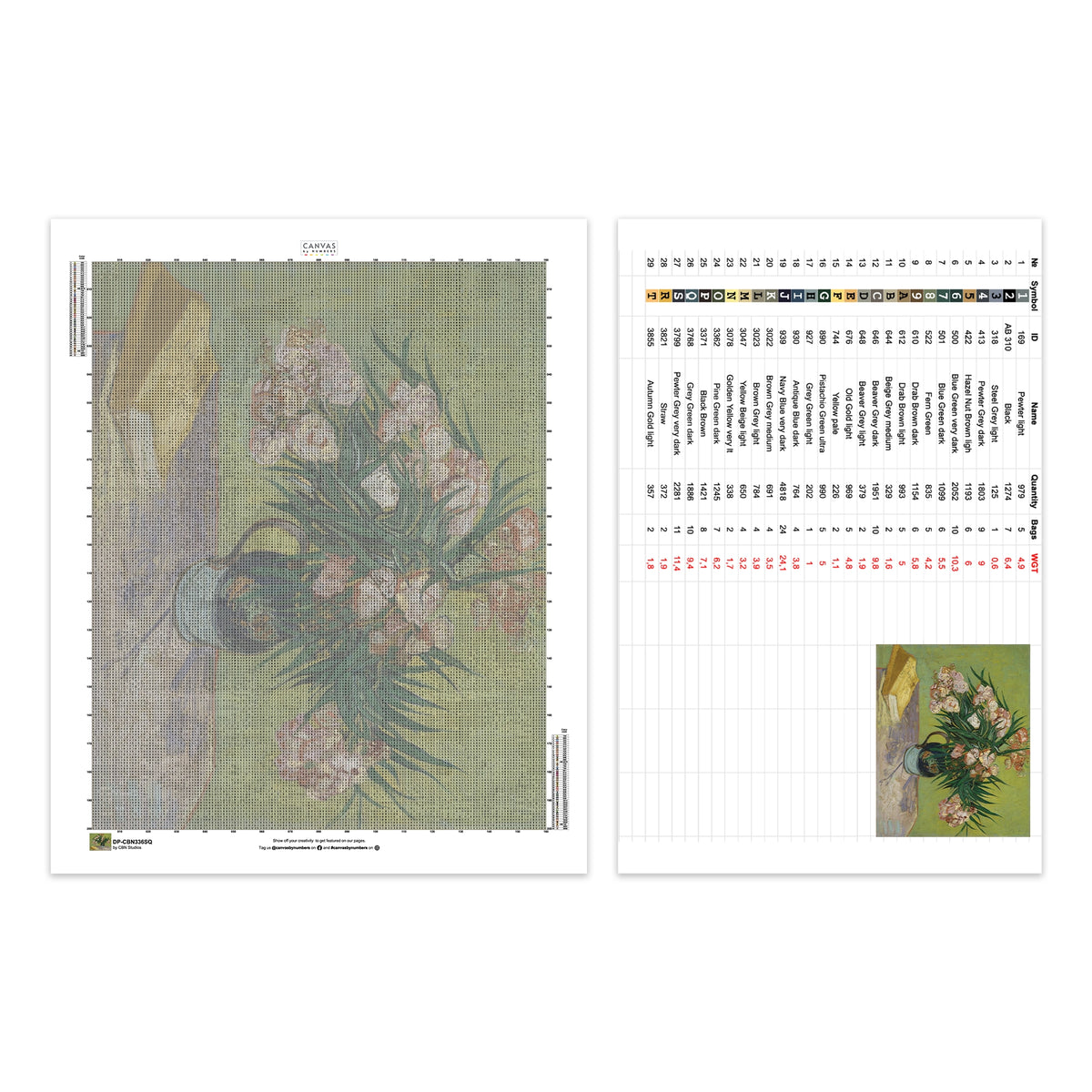 Oleanders - Diamond Painting - Tamaño Estándar