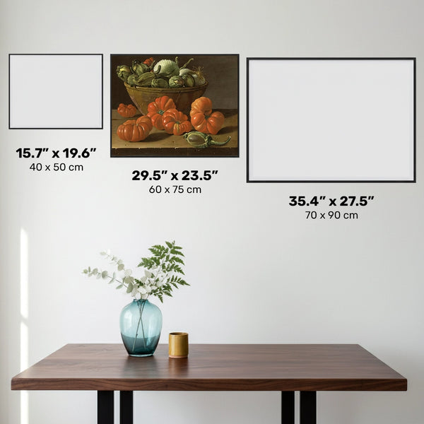 Naturaleza muerta con tomates, un cuenco de berenjenas y cebollas - Pintura de diamante - Grande