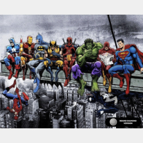 Superheroes Lunch Atop A Skyscraper - Kit de Diamond Painting - Très Grand