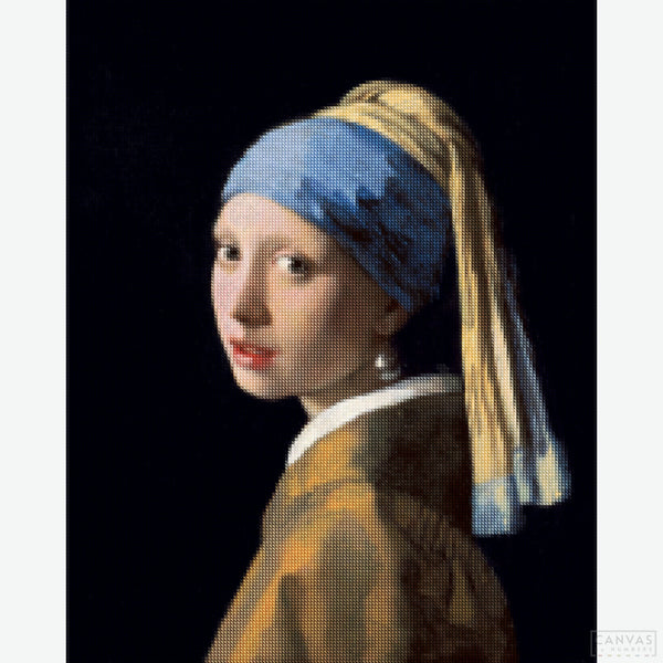 Girl with a Pearl Earring - Diamond Painting-A European girl wearing an exotic dress, an oriental turban, and a very large pearl as an earring. Paint by numbers this timeless piece at CBN!-Canvas by Numbers