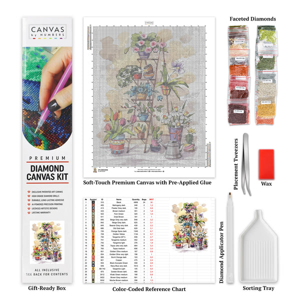 Stege med blommor - Diamantmålning - Standardstorlek