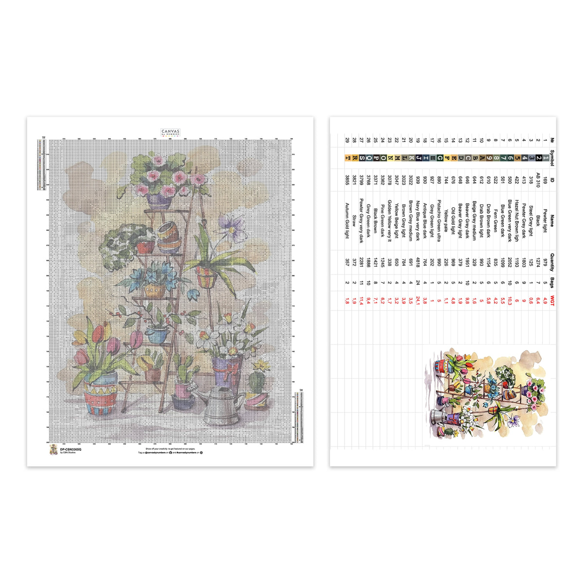 Stege med blommor - Diamantmålning - Standardstorlek