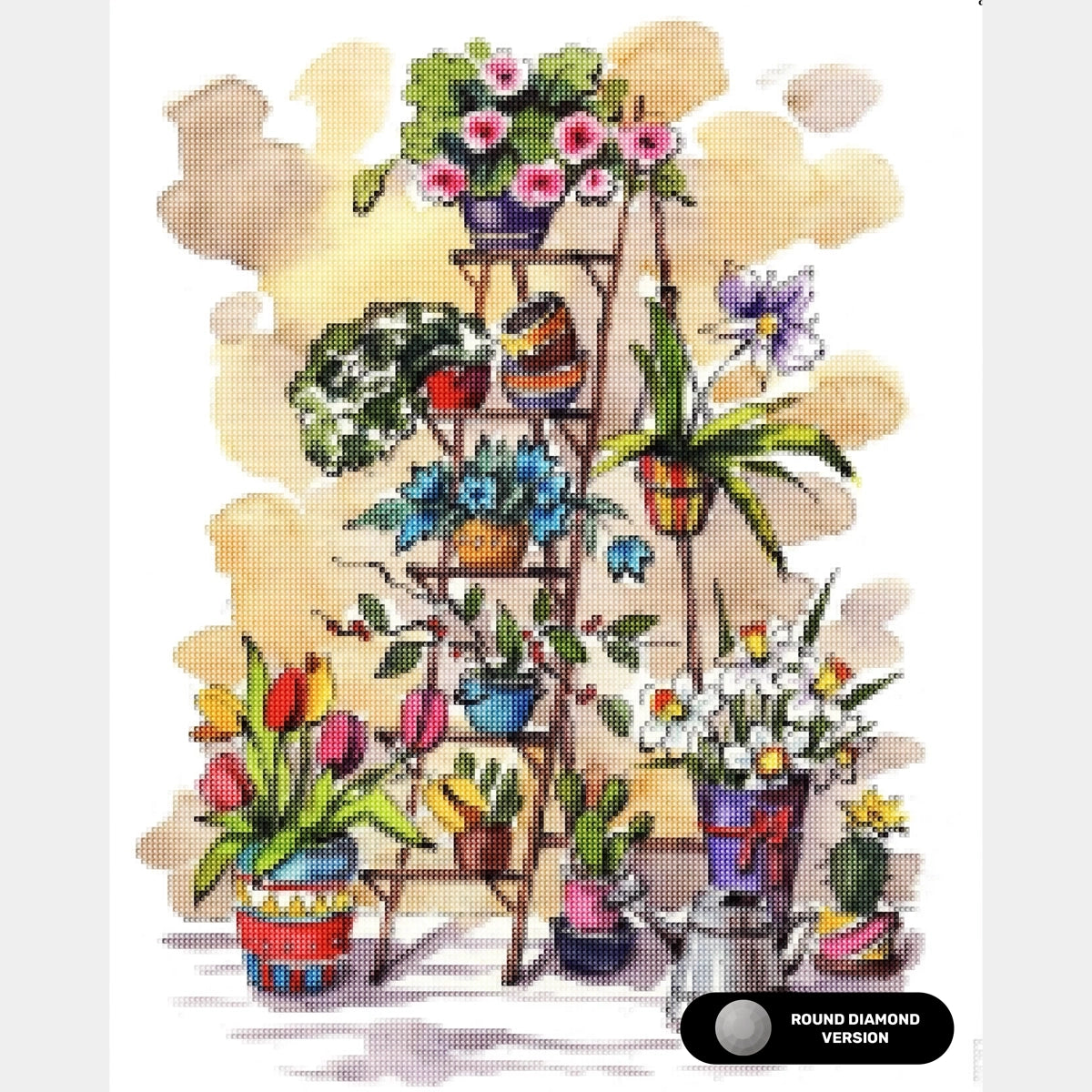 Stege med blommor - Diamantmålning - Standardstorlek