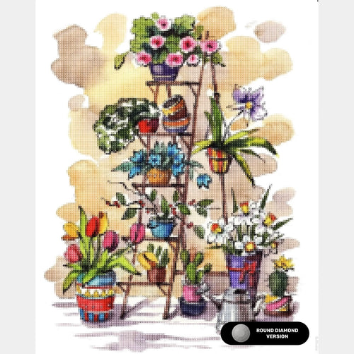 Stige med blomster - Diamond Painting - Standardstørrelse
