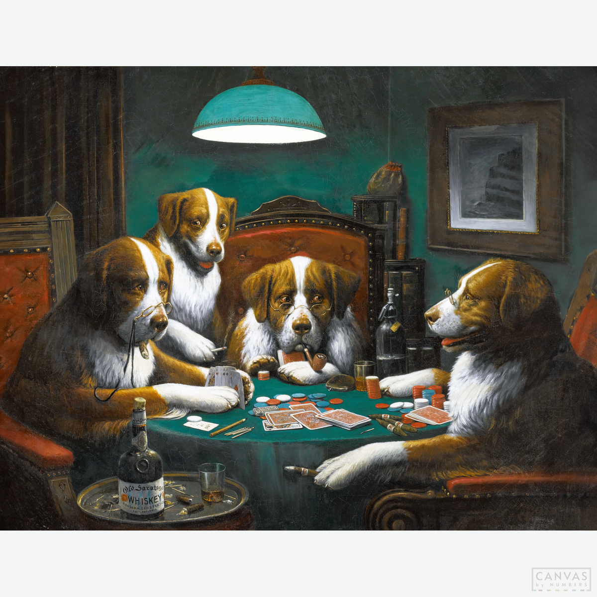 Dogs Playing Poker Game (1894) - Diamond Painting-Create a classic scene with the "Dogs Playing Poker Game (1894)" Diamond Painting Kit. Enjoy this humorous and nostalgic art project.-Canvas by Numbers