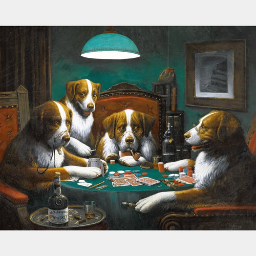 Dogs Playing Poker Game (1894) - Diamond Painting - X-Large