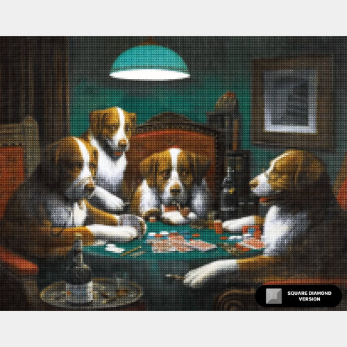 Dogs Playing Poker Game (1894) - Diamond Painting - X-Large