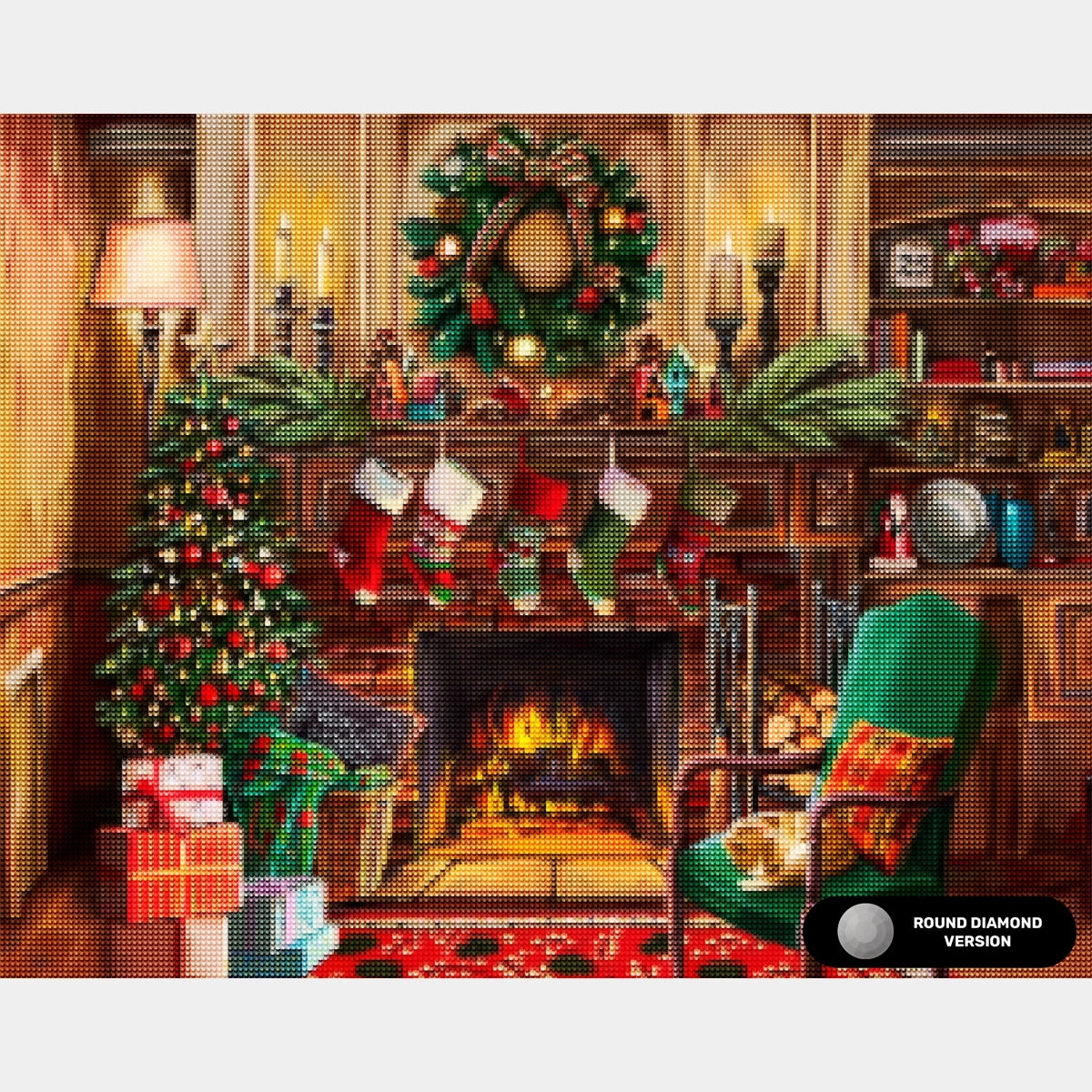 Fireside Christmas Diamond Painting Kit - Cozy Holiday Scene Fireside Christmas Diamond Painting Kit - Cozy Holiday Scene