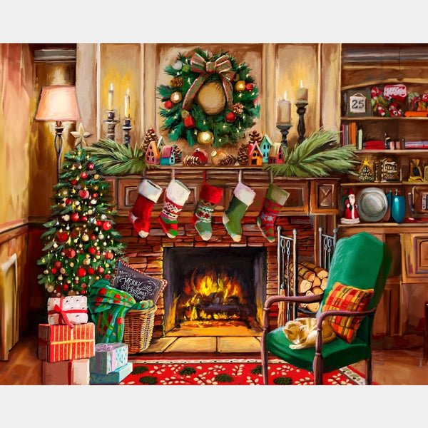 Fireside Christmas - Diamond Painting - Large