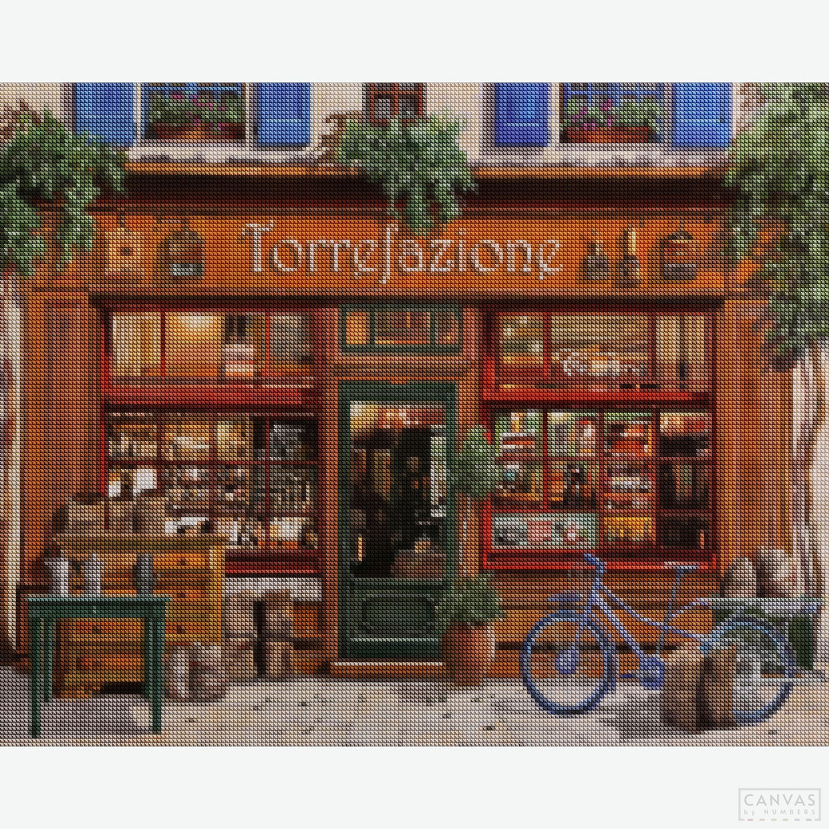 The Coffee Factory - Diamond Painting Kit-Recreate Guido Borelli's "Torrefazione" with our diamond painting kit. Craft a captivating European café scene and enjoy artistic tranquility.-Canvas by Numbers