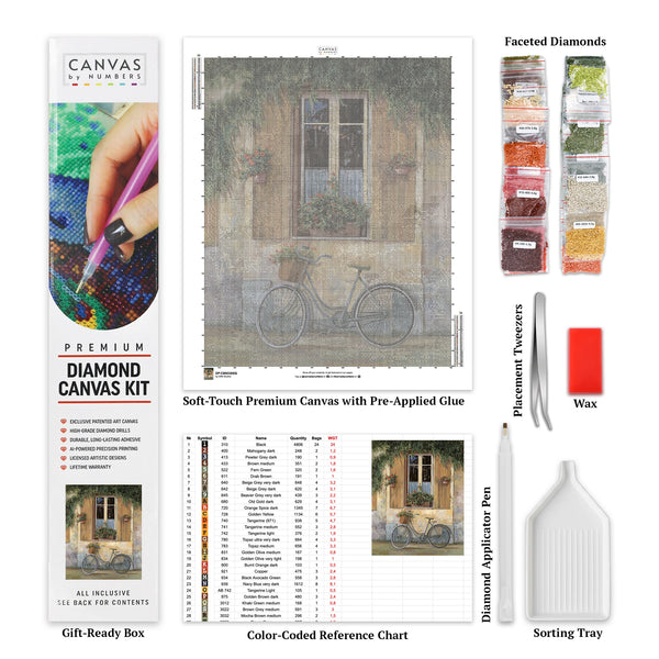 Cykel med blommor - Diamantmålning - Stor