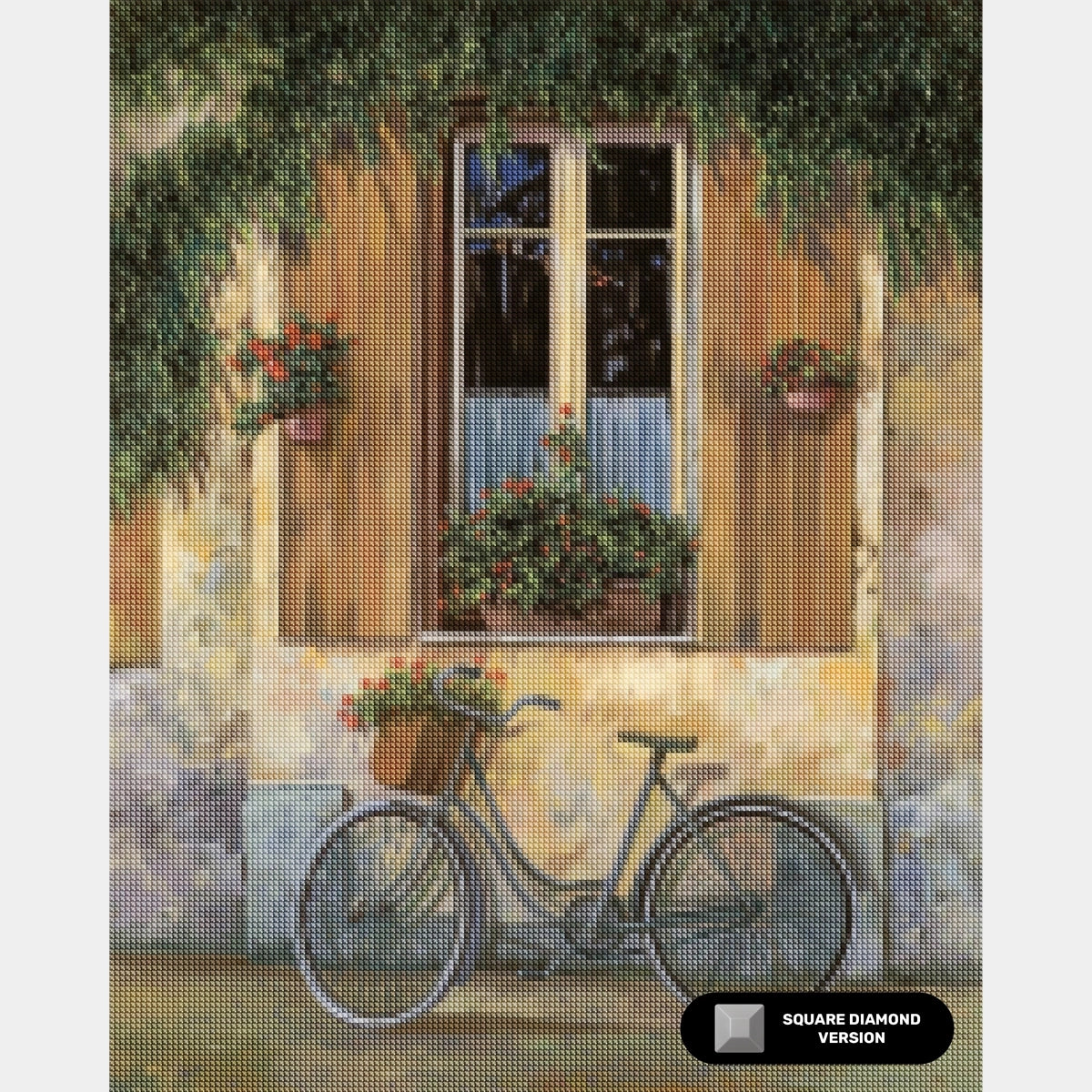 Cykel med blommor - Diamantmålning - Stor