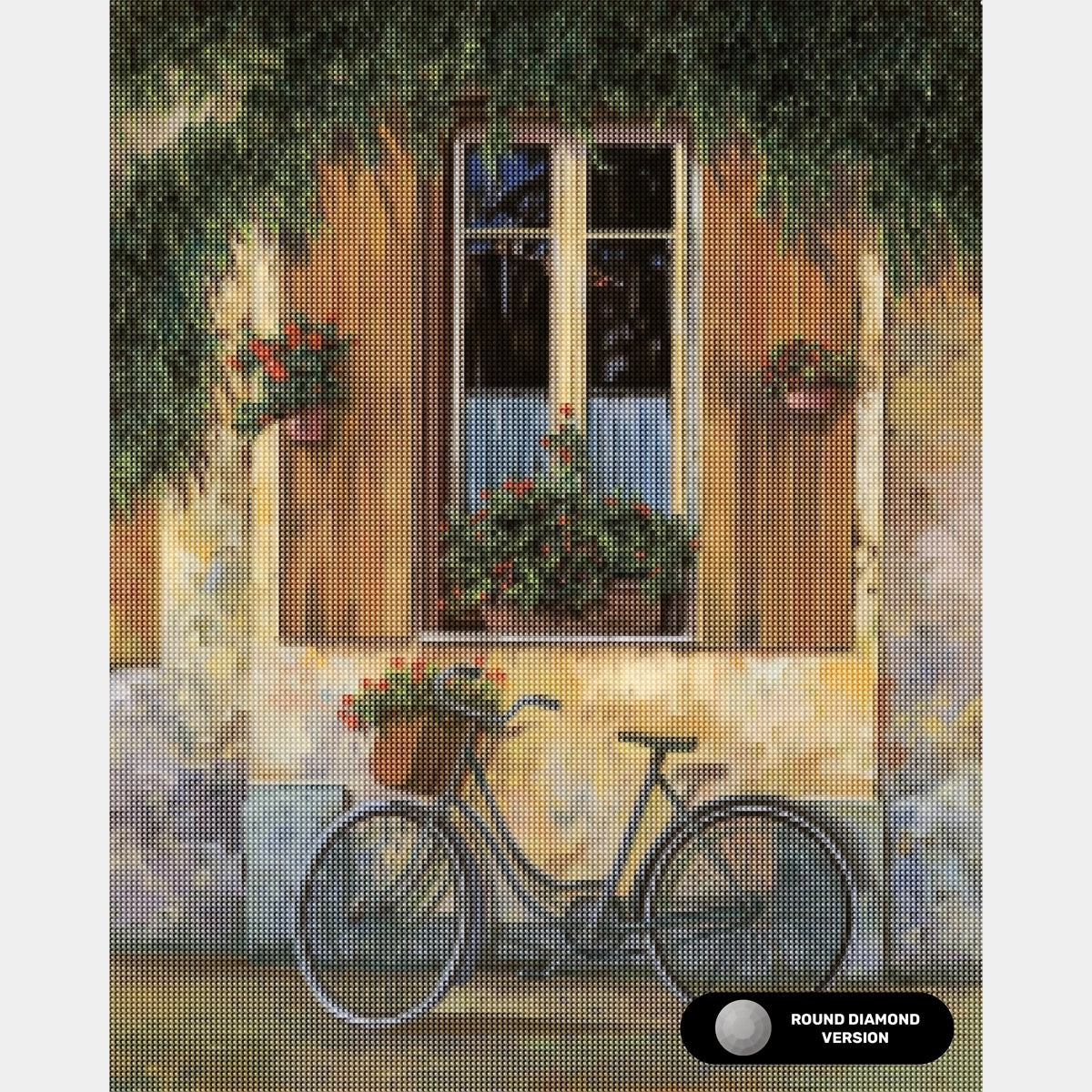 Cykel med blommor - Diamantmålning - Stor