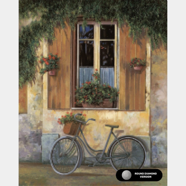 Cykel med blommor - Diamantmålning - Stor