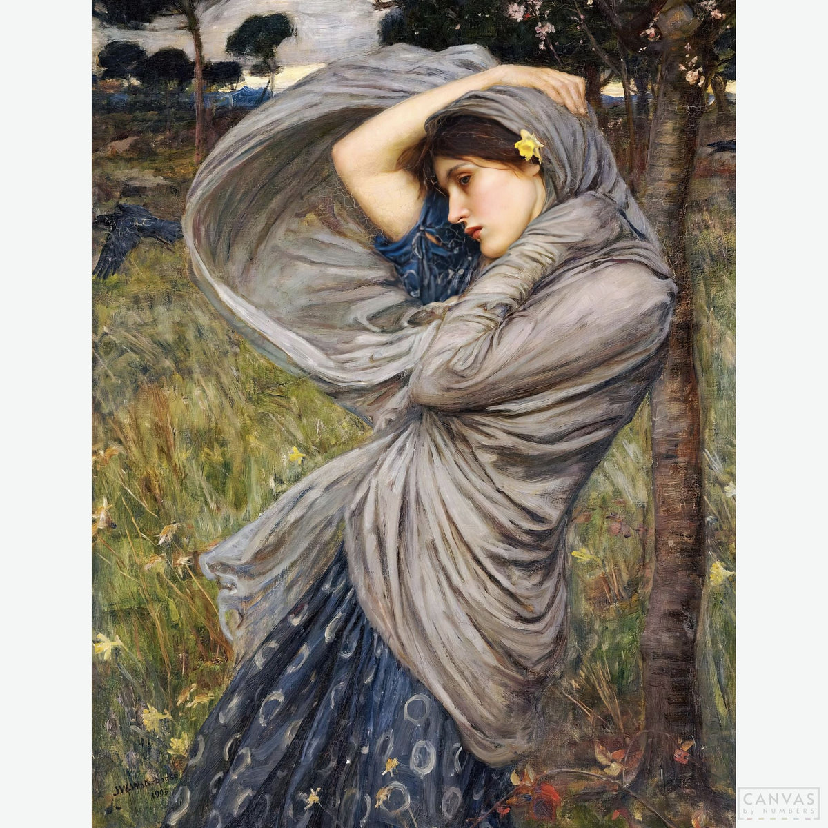 Boreas (1903) - Diamond Painting Kit-Recreate Waterhouse's "Boreas" with our diamond painting kit. Immerse in Greek mythology and artistry, crafting a dramatic, symbolic scene.-Canvas by Numbers