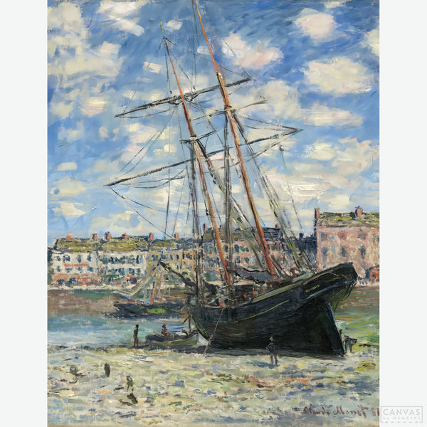 Boat Lying at Low Tide (1881) - Diamond Painting-Recreate the serene beauty of Monet's world with our Diamond Painting Kit. Perfect for art enthusiasts & crafters, this kit offers a captivating experience.-Canvas by Numbers