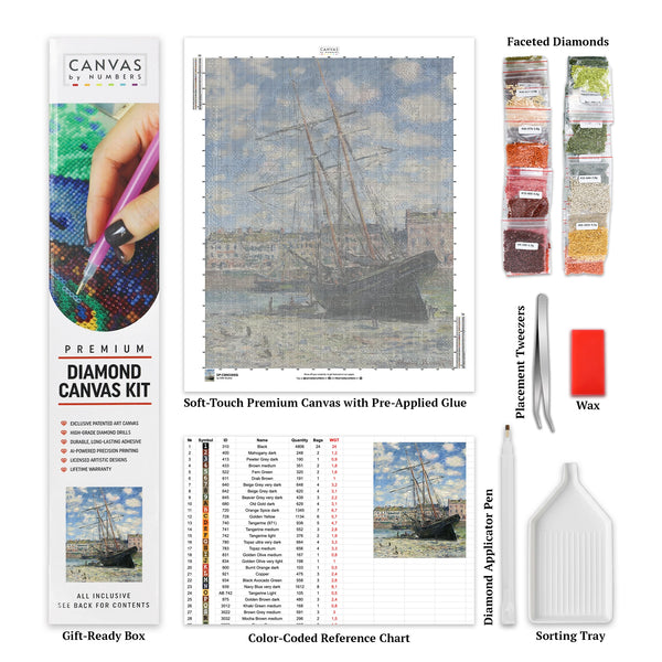 "Boat Lying at Low Tide (1881) - Diamond Painting - X-Large" in italiano si traduce come "Barca alla bassa marea (1881) - Diamond Painting - X-Large".