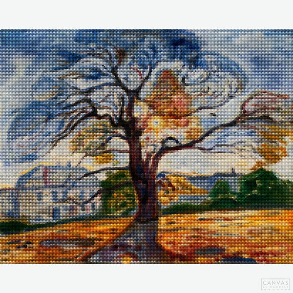 The Oak (1906) - Diamond Painting-Delve into Edvard Munch’s world with "The Oak (1906)" diamond painting. A symbol of resilience, recreate this landscape and connect with Munch’s vision.-Canvas by Numbers