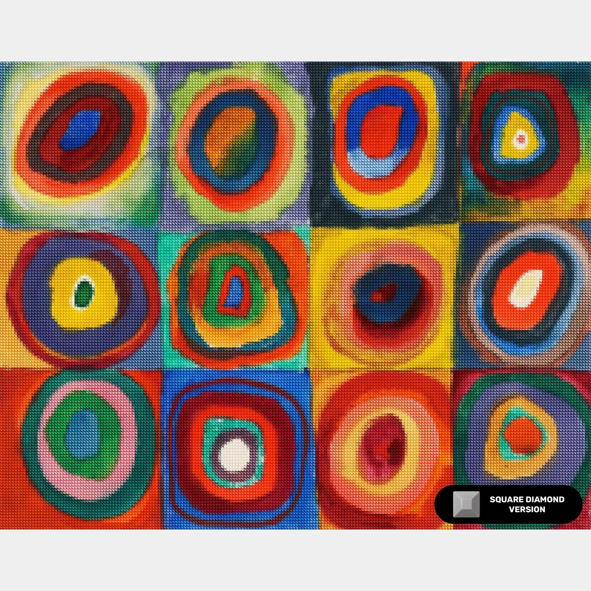 Färgstudi: Kvadrater med koncentriska cirklar - Diamantmålning - Standardstorlek