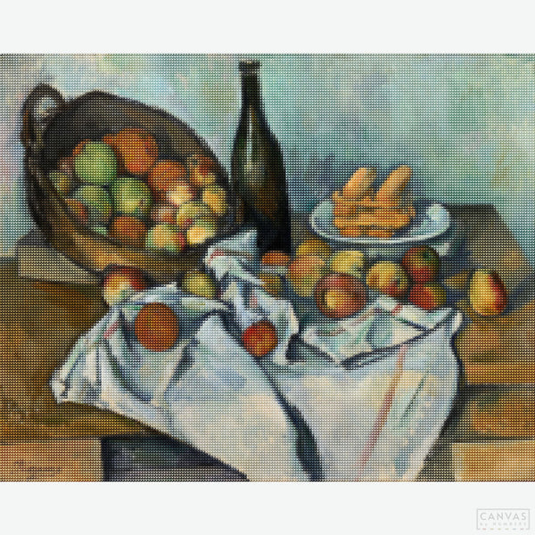 The Basket of Apples (1893) - Diamond Painting Kit-Dive into a new world of art as you bring to life this diamond painting, each diamond capturing Cézanne's innovative use of color and form.-Canvas by Numbers