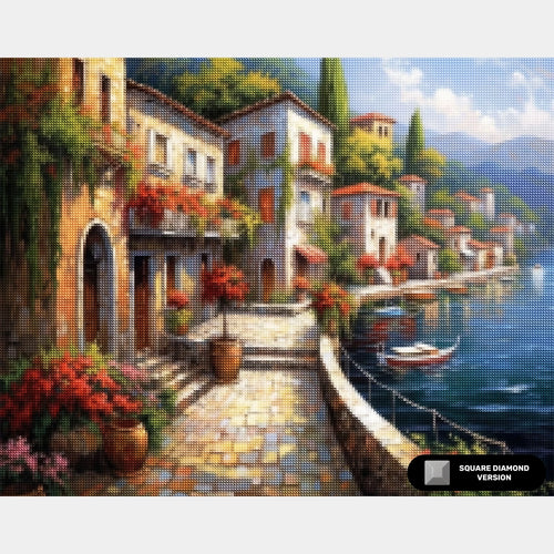 Una Passeggiata sul Lungomare - Kit di Diamond Painting - Grande
