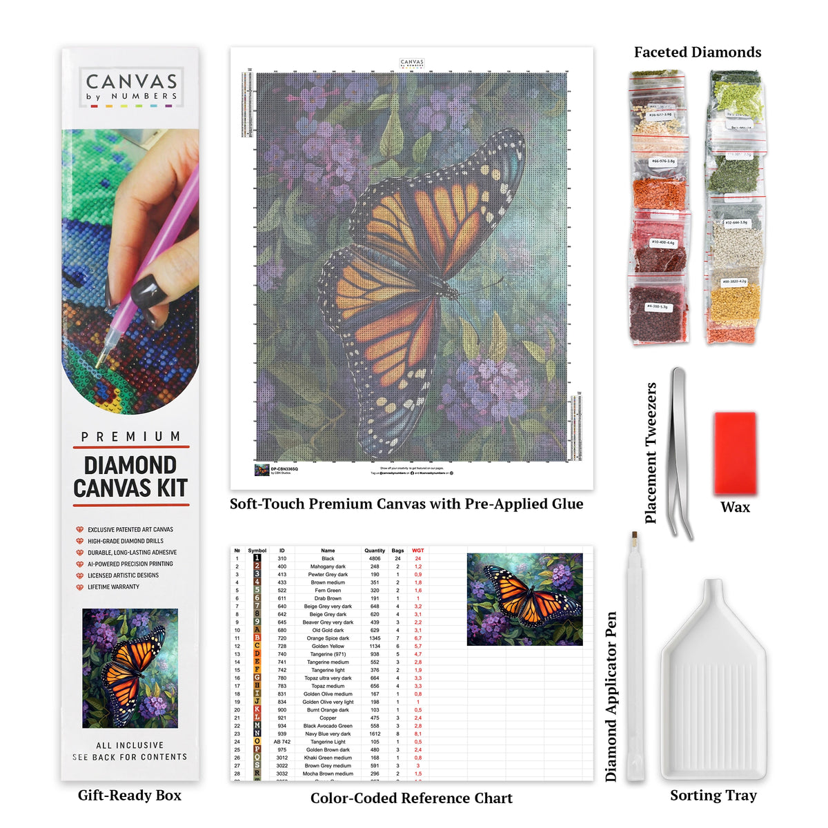 Farfalla Monarca - Pittura con Diamanti - Grande