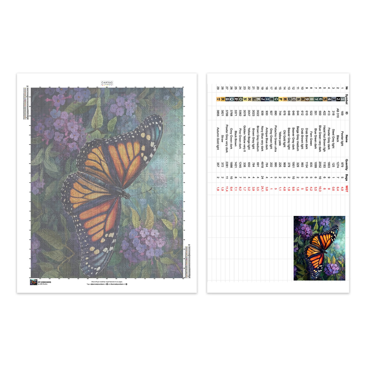 Farfalla Monarca - Pittura con Diamanti - Grande