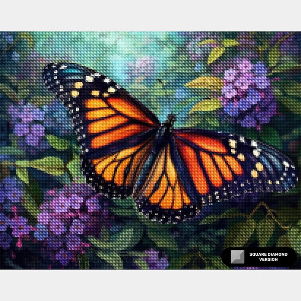 Farfalla Monarca - Pittura con Diamanti - Grande