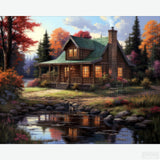 Lakeside Retreat - Landscape Diamond Painting-Create a peaceful lakeside scene with the 