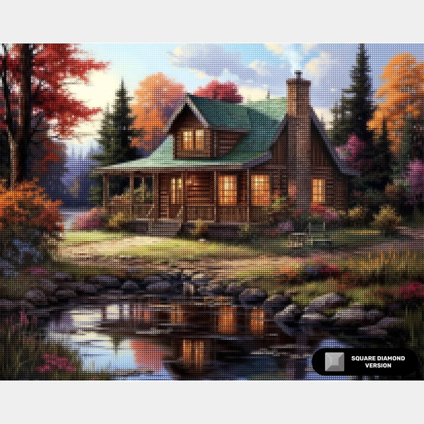 Lakeside Retreat - Landscape Diamond Painting - Large