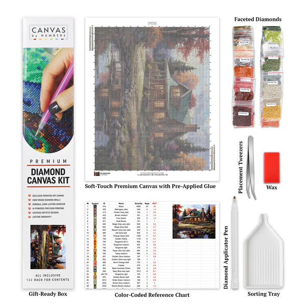 Lakeside Retreat - Landscape Diamond Painting - Large