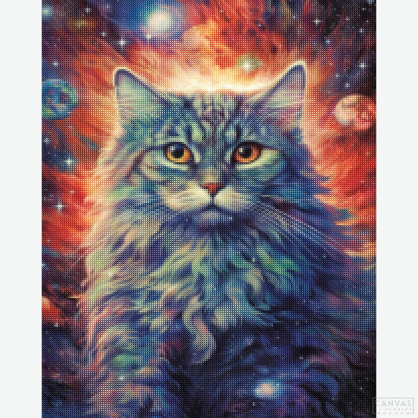 Feline Astral Soul - Cat Diamond Painting-Create a universe of wonder with the 'Feline Astral Soul' Cat Diamond Painting. Assemble a celestial cat among the stars and dive into galactic beauty.-Canvas by Numbers