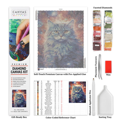 Feline Astral Soul - Cat Diamantmålning - Standardstorlek