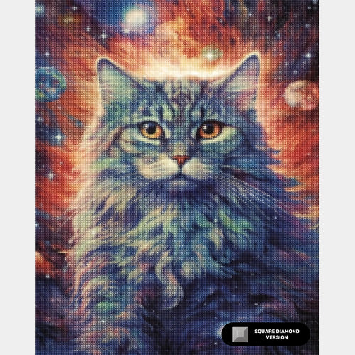 Feline Astral Soul - Cat Diamantmålning - Standardstorlek