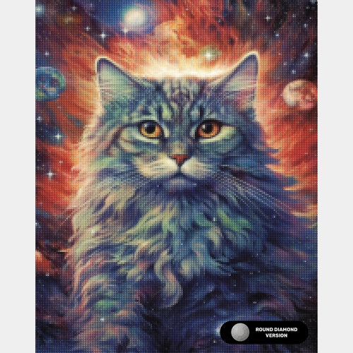 Feline Astral Soul - Cat Diamantmålning - Standardstorlek