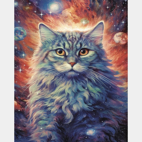 Feline Astral Soul - Cat Diamantmålning - Standardstorlek