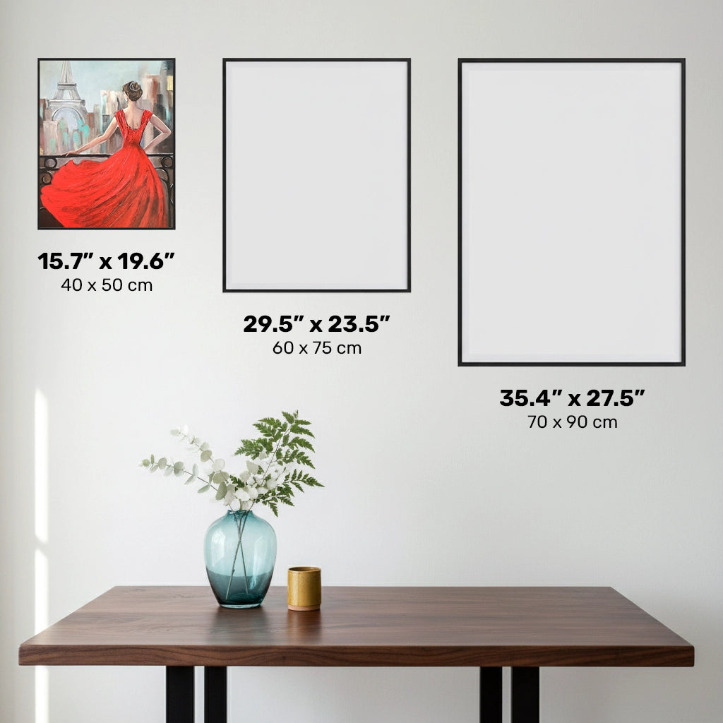 Parisian Girl in Red Dress - Diamond Painting - Standardstorlek