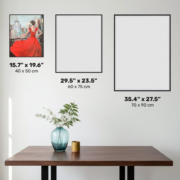 Parisian Girl in Red Dress - Diamond Painting - Standardstorlek