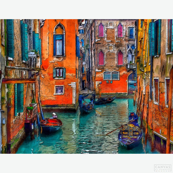 Venice Canals - Diamond Painting-Craft your Venetian escape with our diamond painting kit. Experience the iconic Venice Canals, with every gem capturing the city's unique splendor and charm.-Canvas by Numbers