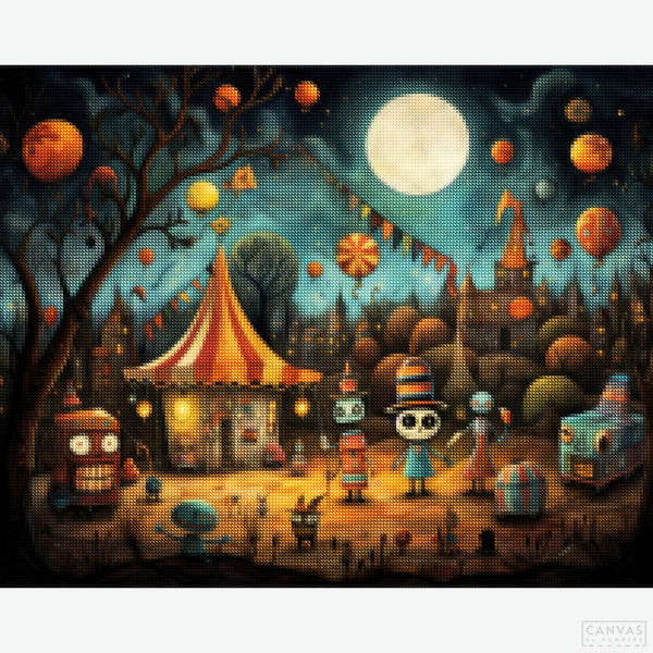 The Spooky Festival - Diamond Painting-Create eerie Halloween art with our Spooky Festival Diamond Painting Kit. Perfect for everyone, this spooky scene brings the allure of Halloween to your decor.-Canvas by Numbers