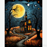 The Haunted House - Halloween Diamond Painting-Craft a chilling spectacle with 'The Haunted House' Halloween Diamond Painting. Create a spooky masterpiece and embrace the eerie charm of Halloween.-Canvas by Numbers