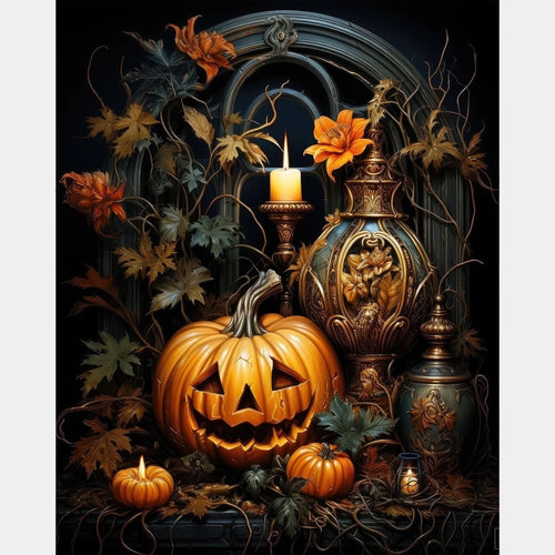 Spirito di Halloween - Dipinto di Diamanti Jack O'Lantern - Grande