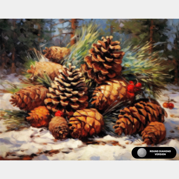 Frutti di Pino Natalizi - Pittura Diamante - Dimensione Standard