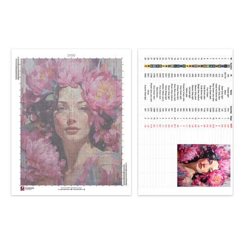 Beauté - Pivoines Roses - Femme Diamond Painting - Grand