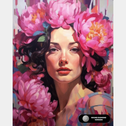 Beauté - Pivoines Roses - Femme Diamond Painting - Grand